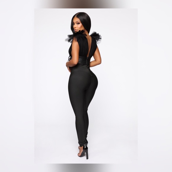 BRAND NEW/ Tulle Top Bandage Jumpsuit - Picture 4 of 7